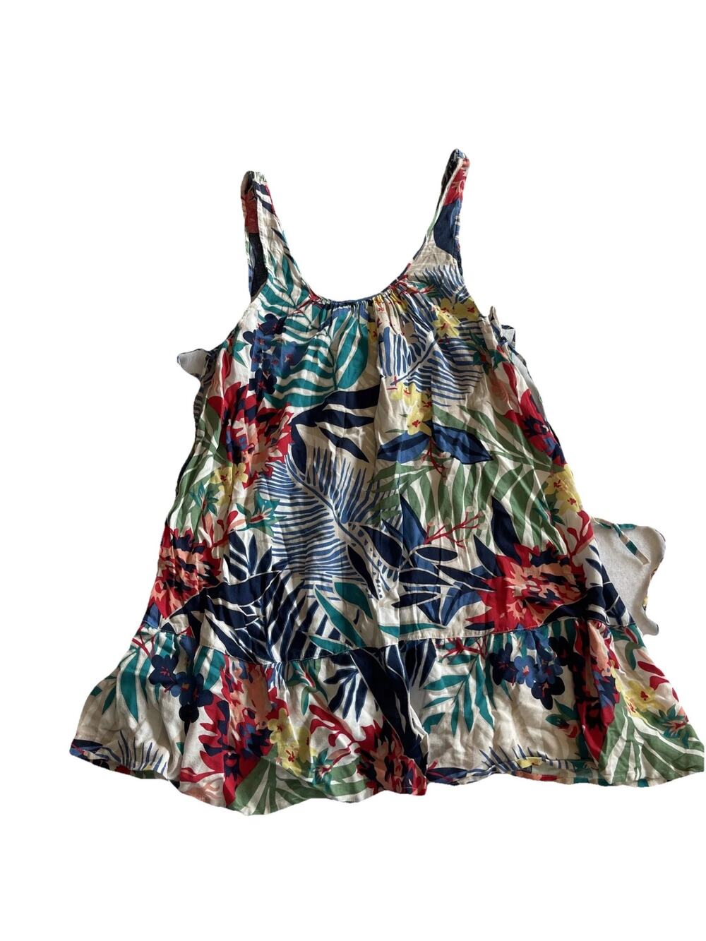 Roxy Women M Tropical Side lace up Shadow Play Mini Dress Sleeveless Babydoll